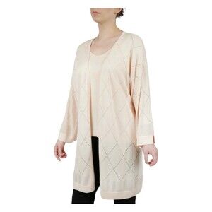 Anne Klein Women’s Open Front Cardigan Size L Beige Lightweight